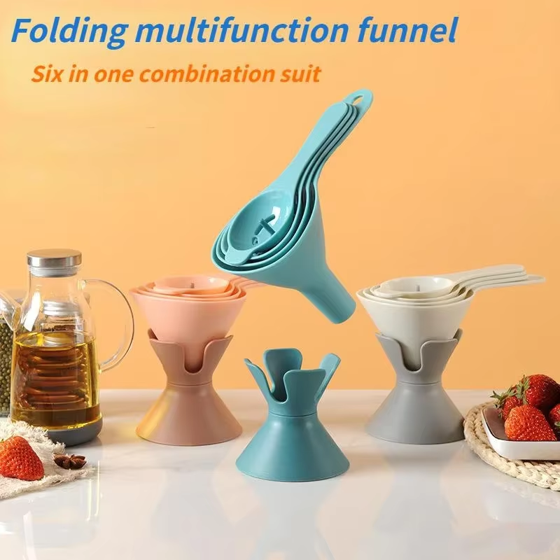 Plastic Funnel Six in One Multifunctional Set Household Kitchen Oil Leak Wine Filter Sub Assembly Tool