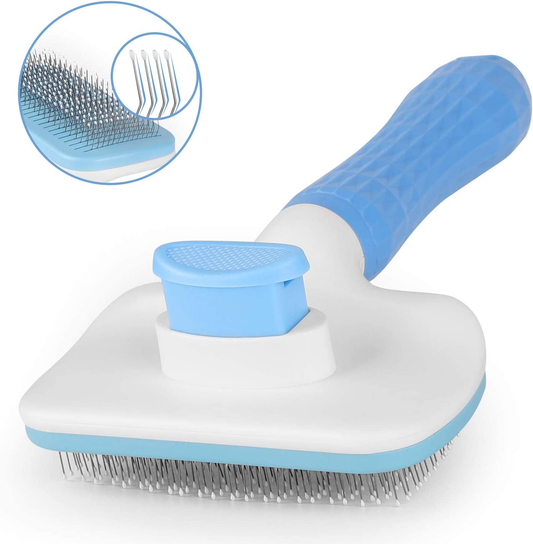 Atlamia Self Cleaning Slicker Brush,Dog Brush &amp; Cat Brush with Massage Particles,Removes Loose Hair &amp; Tangles,Skin Friendly &amp; Promote Circulation-Blue 1